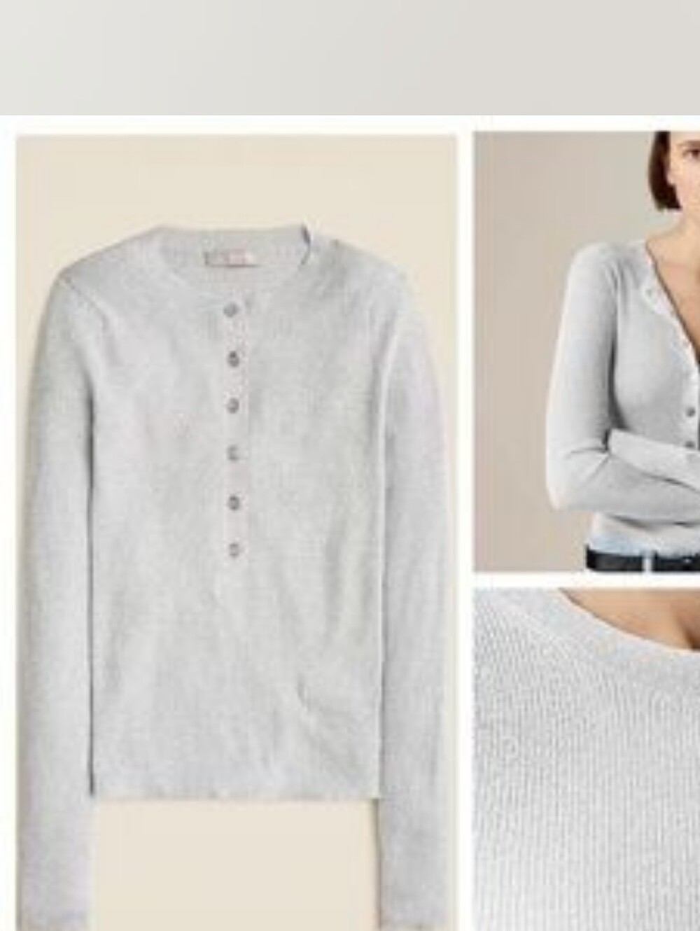 Nwt Jcrew Henley Top Lurex Metallic Silver Long Sleeve Small S